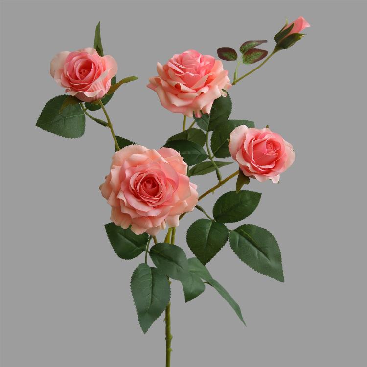 

4pcs 5 Stems Cornus Rose Simulation Flowers, Artificial Fake Home Decor for Indoor Table Wedding Window Display Photography рожевий