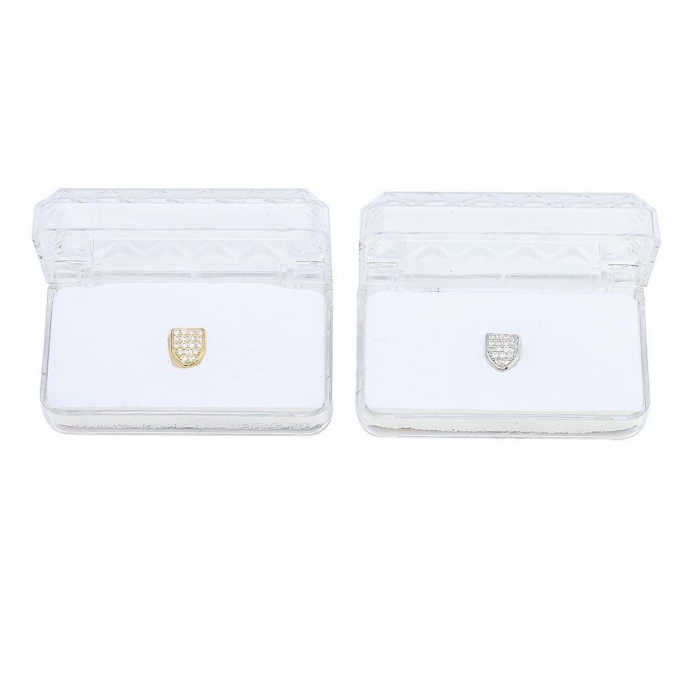 Trendy Rhinestone Zirconia Gold Grillz - Stylish Hip Hop Single Tooth Jewelry Accessory
