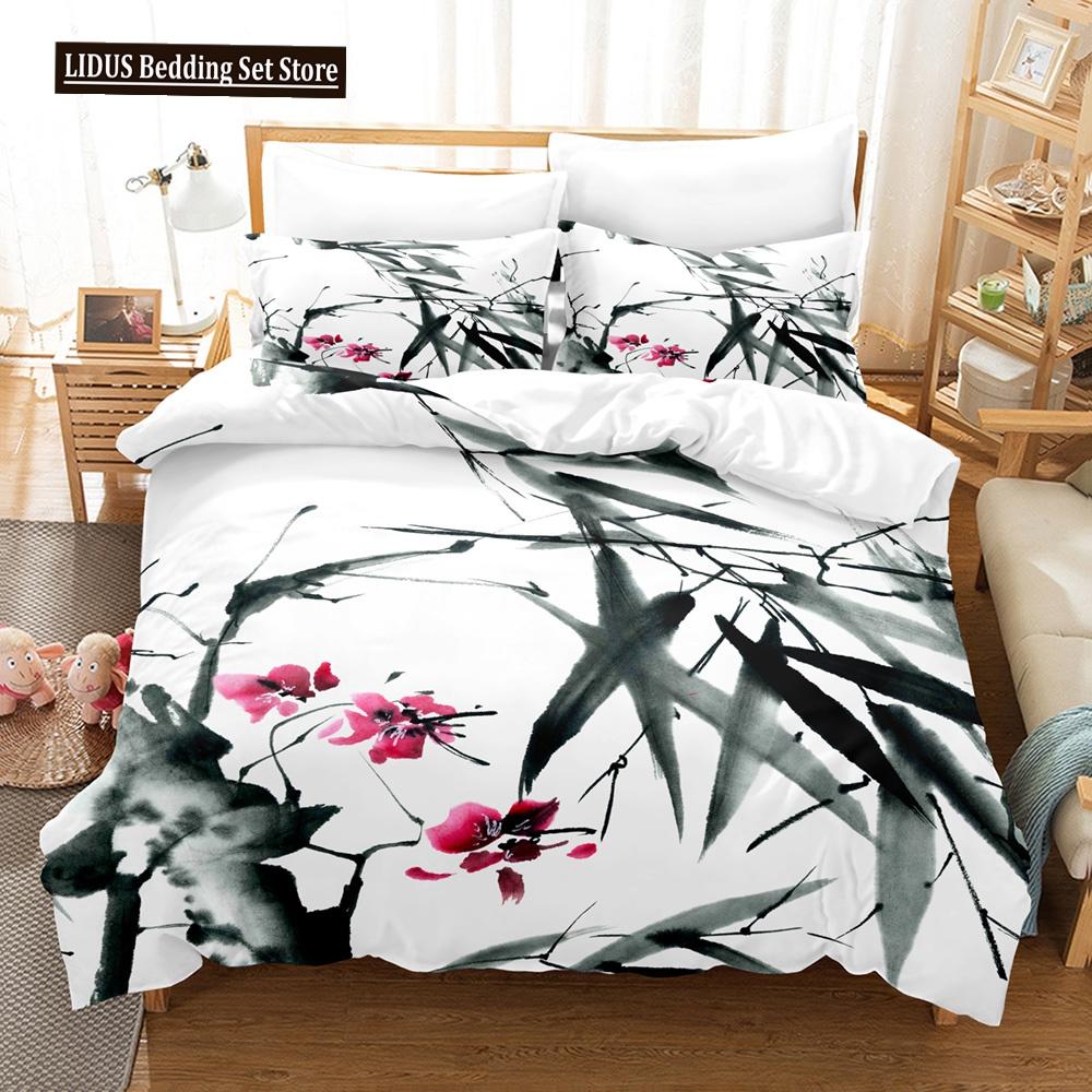 Flowers Bedding Set Colourful Flower Plant Duvet Cover Set King Queen Full Size For Kids Women Girls Polyester Comforter Cover
