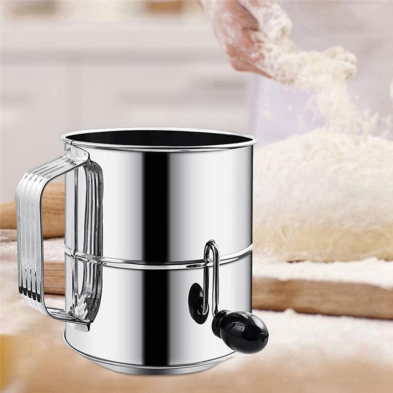 Good-Flour Sifter Hand Crank Fine Mesh Screen Universal Flour Sieve For Pastries Cupcakes Decorate Cakes Equipment