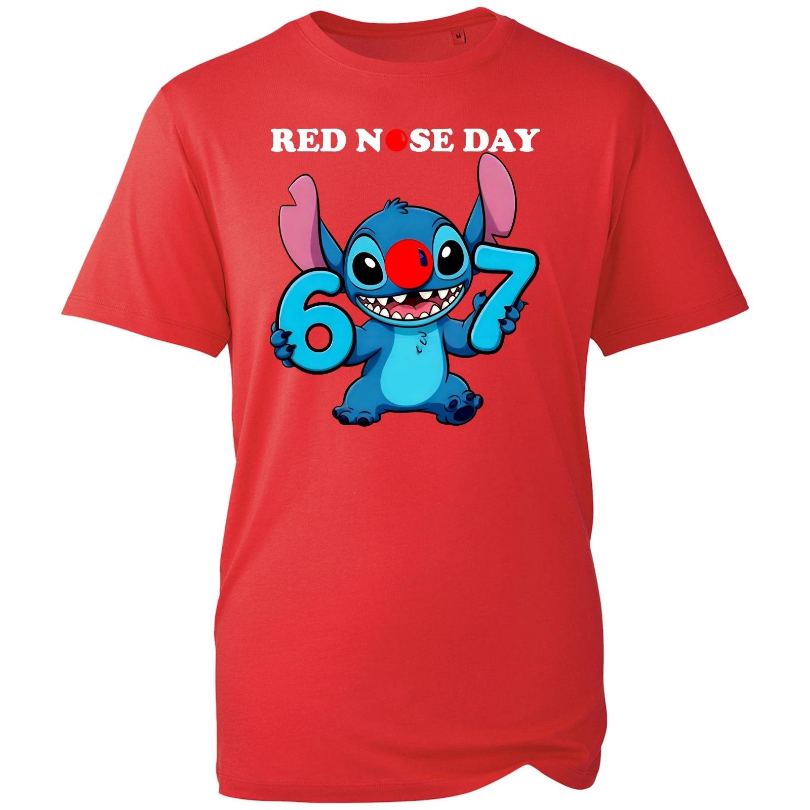 Red Nose Day T-shirt Six Seven Naughty Cartoon Charity Day Top Men s Gift Tee XL