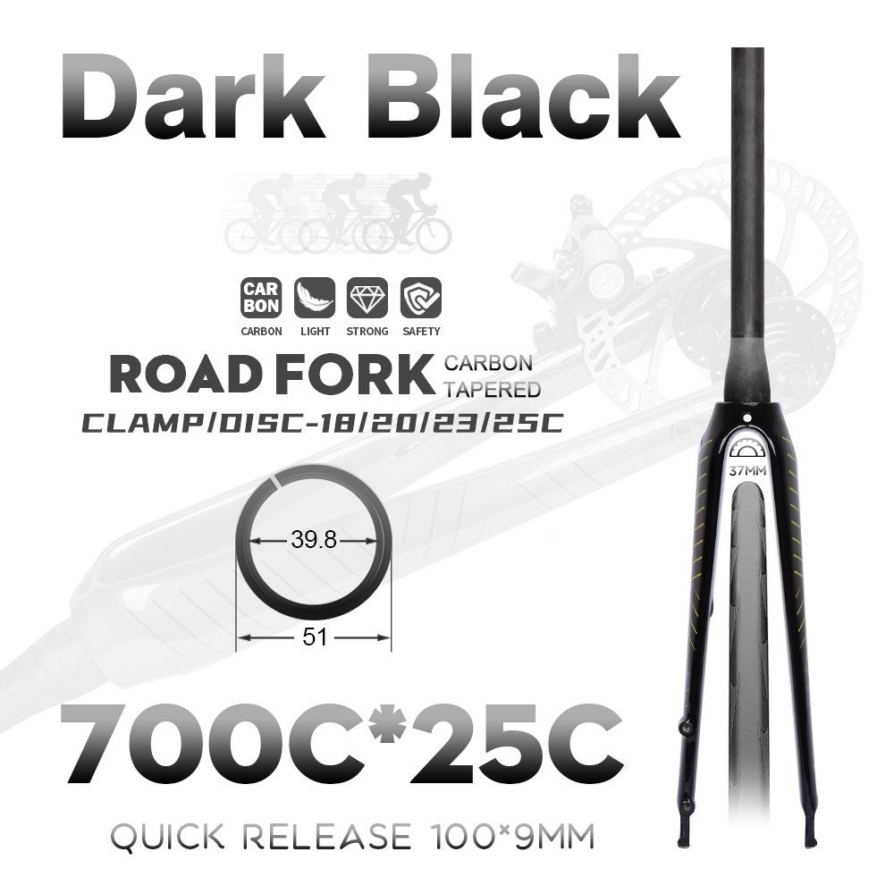 

DODICI Full Carbon Fiber Fork 700*25C Road Bike Hard Fork Disc Brake C Brake Tapered Quick Release Carbon Front Fork чорний