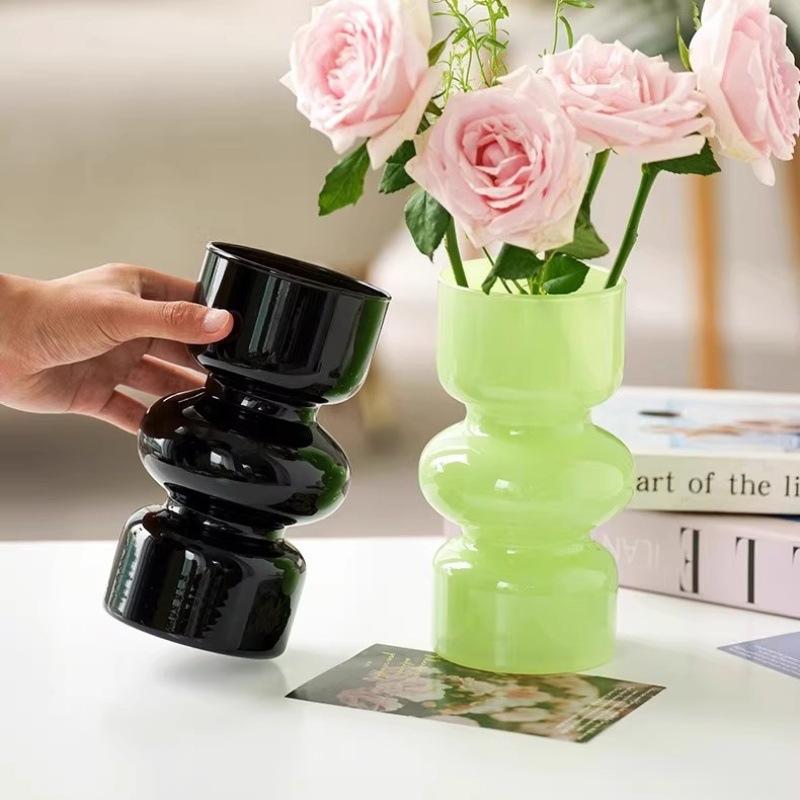 French Antique Glass Gourd Vase - Elegant Decor for Living Room Flower Arrangements