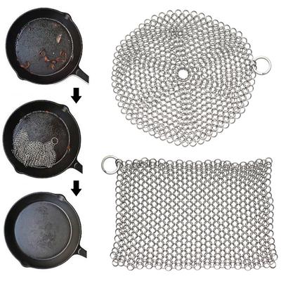 Stainless Steel Cast Iron Cleaner Scrubber Brush Reusable Pot Net Steel Ball For All Types Skillet Griddles Cast Iron Pans Grill
