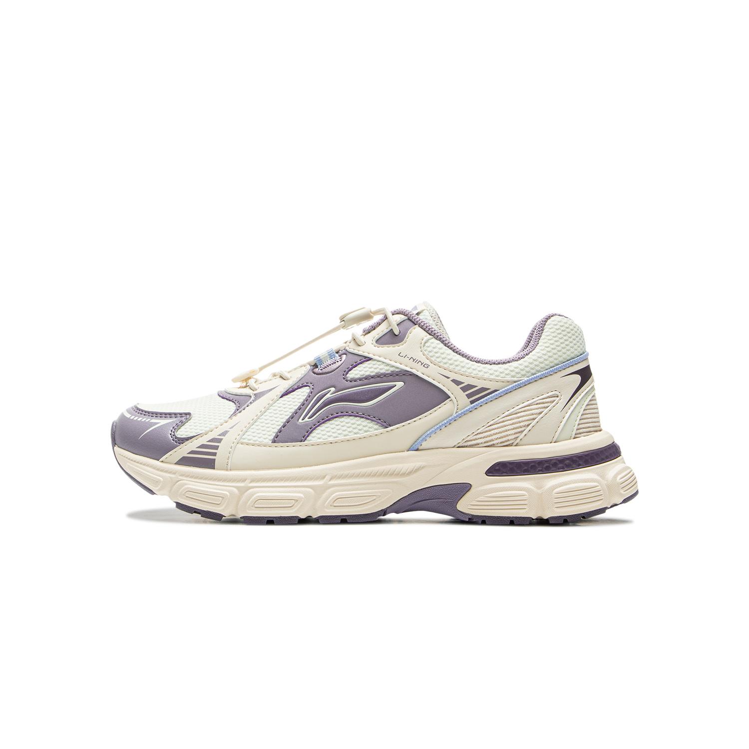 

Li Ning Детская модная обувь с защитой от скольжения, амортизацией, прочная, низкая, повседневная обувь, детские кроссовки, бело-фиолетовые YKCU180-4 38