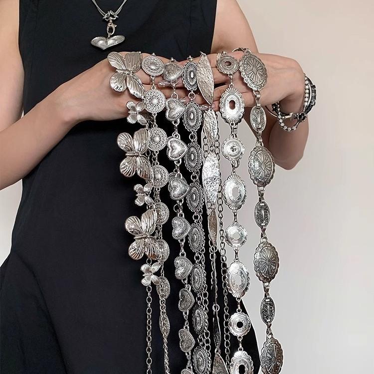 Silver Metal Butterfly Waist Chain Women'S Niche Premium Retro Belt Bohemian Decoration With Skirt