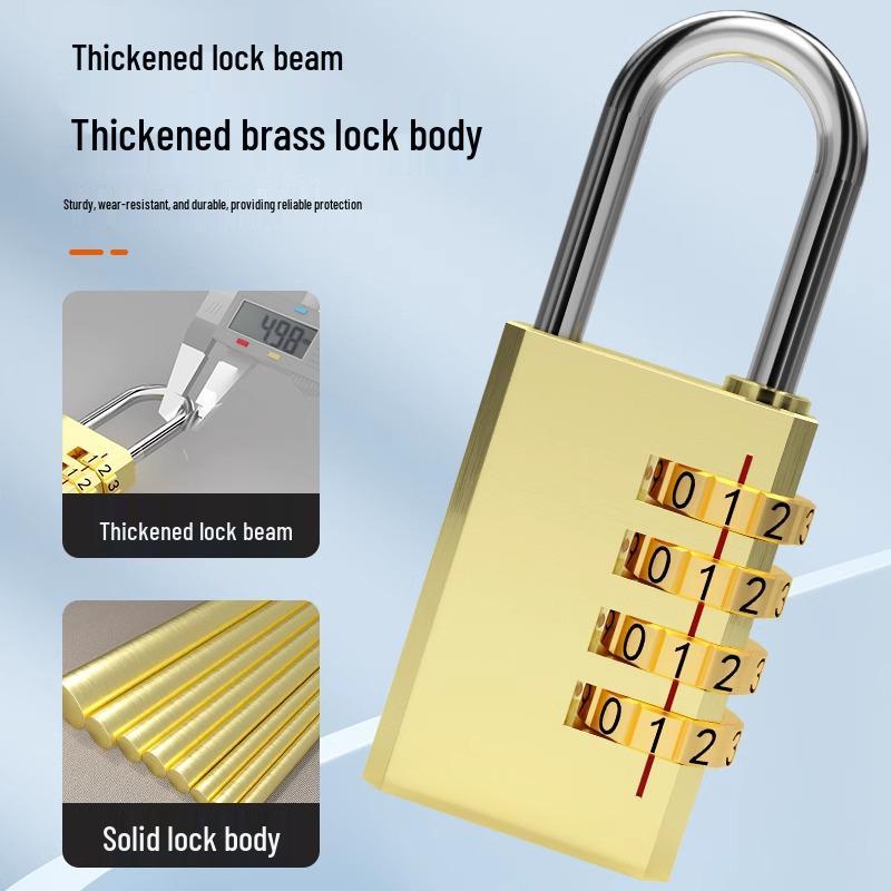 Solid Copper Waterproof Mini Combination Padlock for Suitcases, Dorms, Lockers, and Gyms