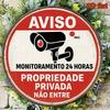 Uma Placa Decorativa Vintage em Português uma Placa Redonda de Alumínio de X cm Sobre Câmeras de Vigilância Serve Como um W