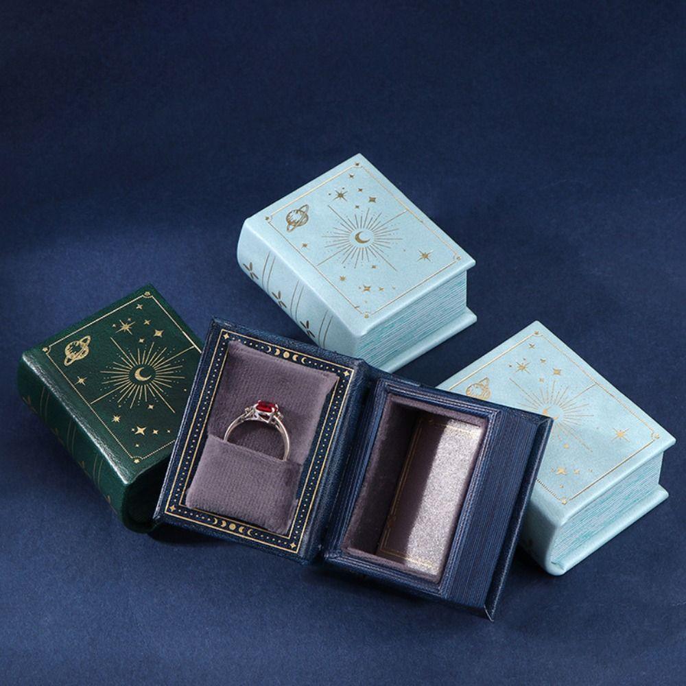 Flip Lid Engagement Ring Case Velvet Jewelry Packaging Small Book Shape Ring Box Gift Box