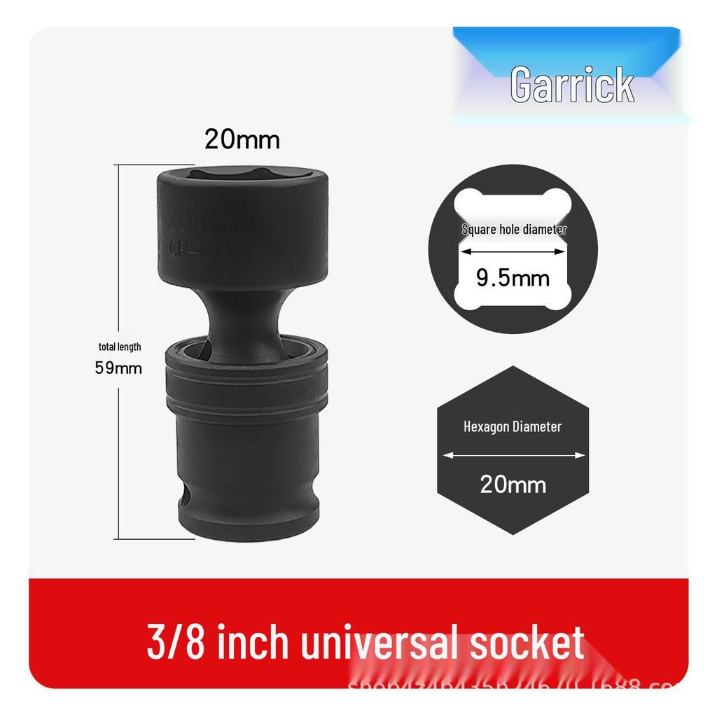 Chave de Soquete de Potência Média Fly 3/8" com Junta Universal Móvel de 360°