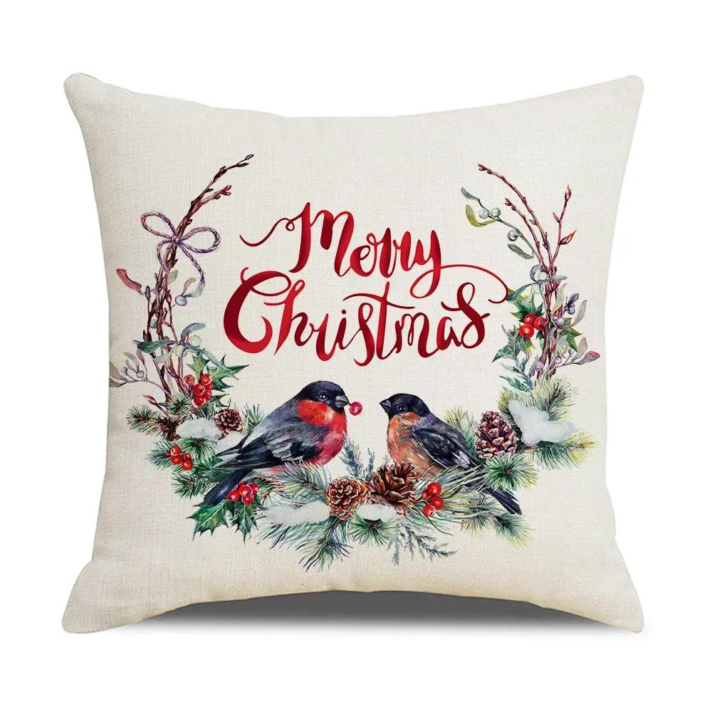 Christmas Cushion Covers 45x45 Cm Farmhouse Xmas Decor Red Black Buffalo Plaids Santa Pillow Cover Winter Holiday Decorations