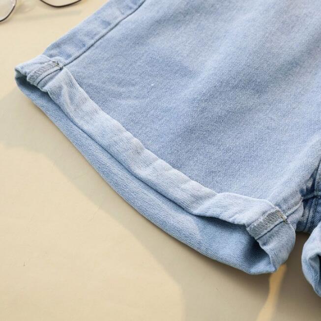 Summer Women's High Waisted Shorts Jeans Denim Shorts Loose Casual Curling Shorts Elastic Jeans