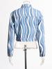 Spicy Girl Autumn 2026 Lapel Print Cropped Denim Jacket for Women