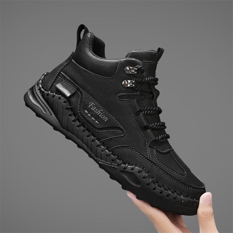 38-48 Men Large Size Hand-stitching Leather Men Boots Split Leather Casual Leather Shoes Men Ankle Boots