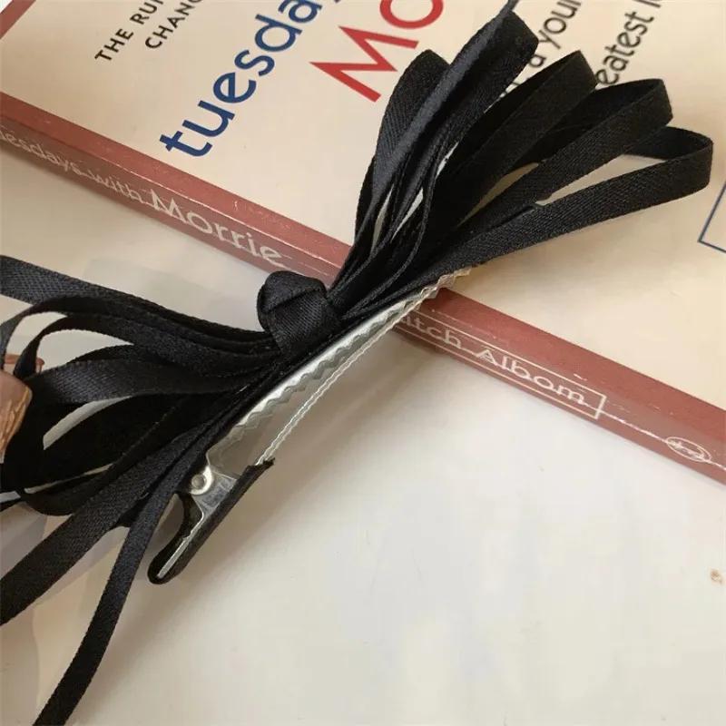 Korean Style Black Ribbon Bow Hair Clips Vintage Elegant Sweet Women Girls Barrettes Headwear Girls Women Hair Style Accessories