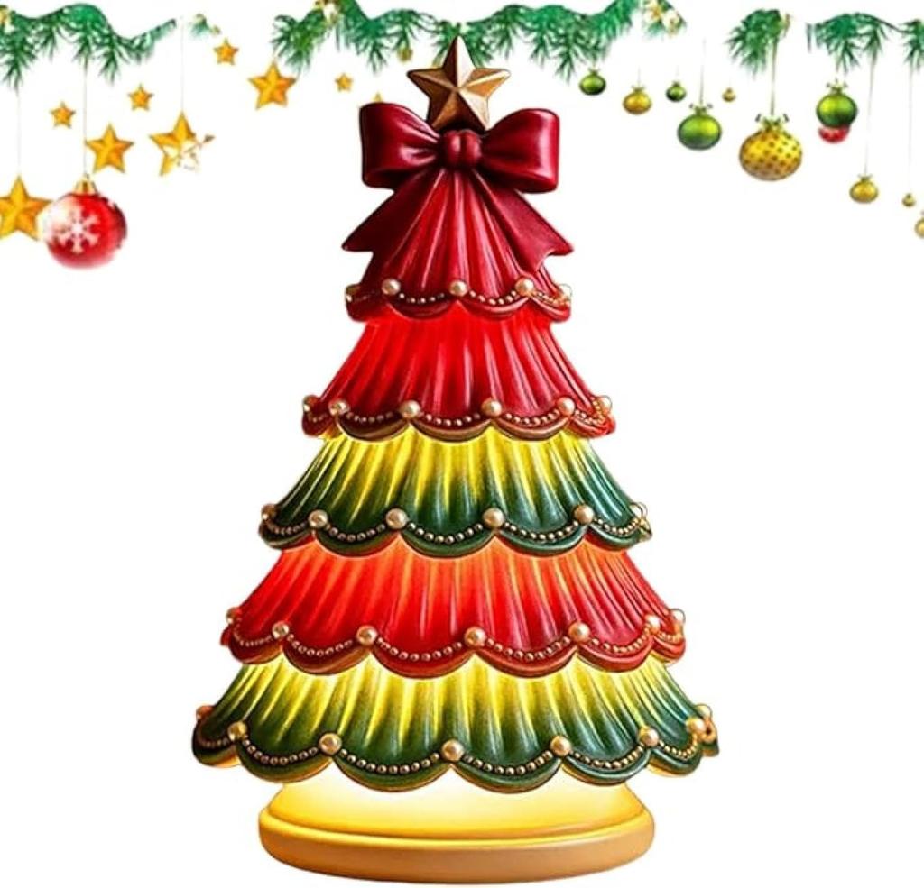 Resin Christmas Tree Light Colourful Christmas Tree Ornament Bright Lights Santa Claus Decoration High Quality For Festivals