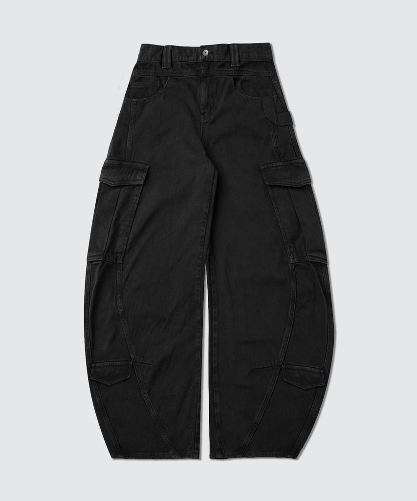 LEARVE Split Arc Curved Cargo Pants Black