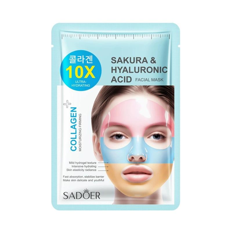 SADOER Regenbogen Kollagen Tuchmaske Sakura Hyaluronsäure Anti-Aging Aufhellend Feuchtigkeitsspendend Gesichtsmaske Koreanische Kosmetik