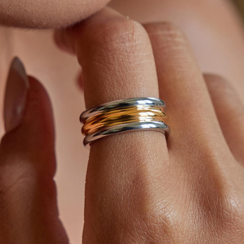 Yori Modern Minimalist 18K Gold PVD Plated Stainless Steel Ring for Women Popular Daily Classy Waterproof Jewelry Accessory