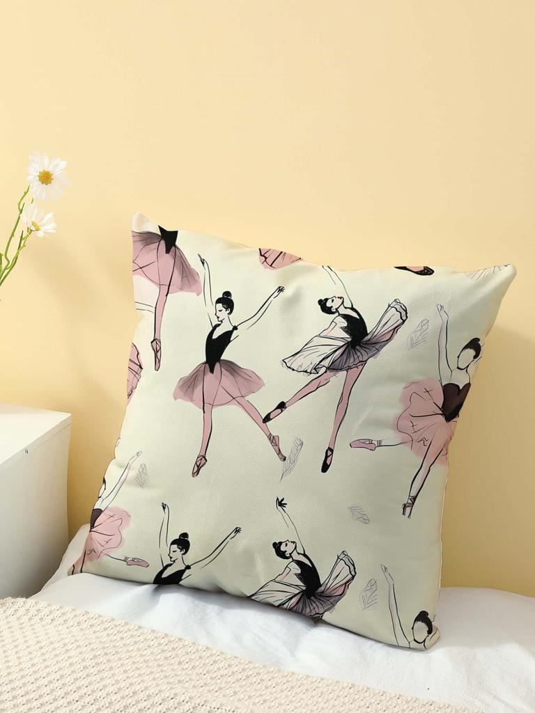 Ballet Dancer Sketch Print Throw Pillow Cover, Cushion Case For Sofa Bedroom Living Room Couch Bed Office Chair Home Decor