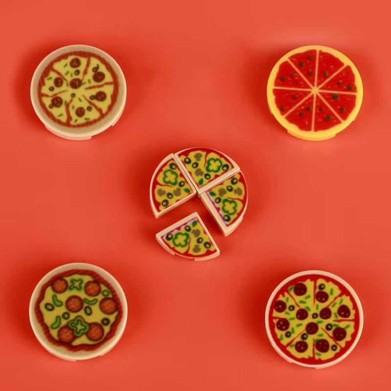 MOC City Food Building Blocks Vegetable Fruit Banana Pizza Chicken Dessert Wine Glass Printed Accessories Bricks Kids Toys N11