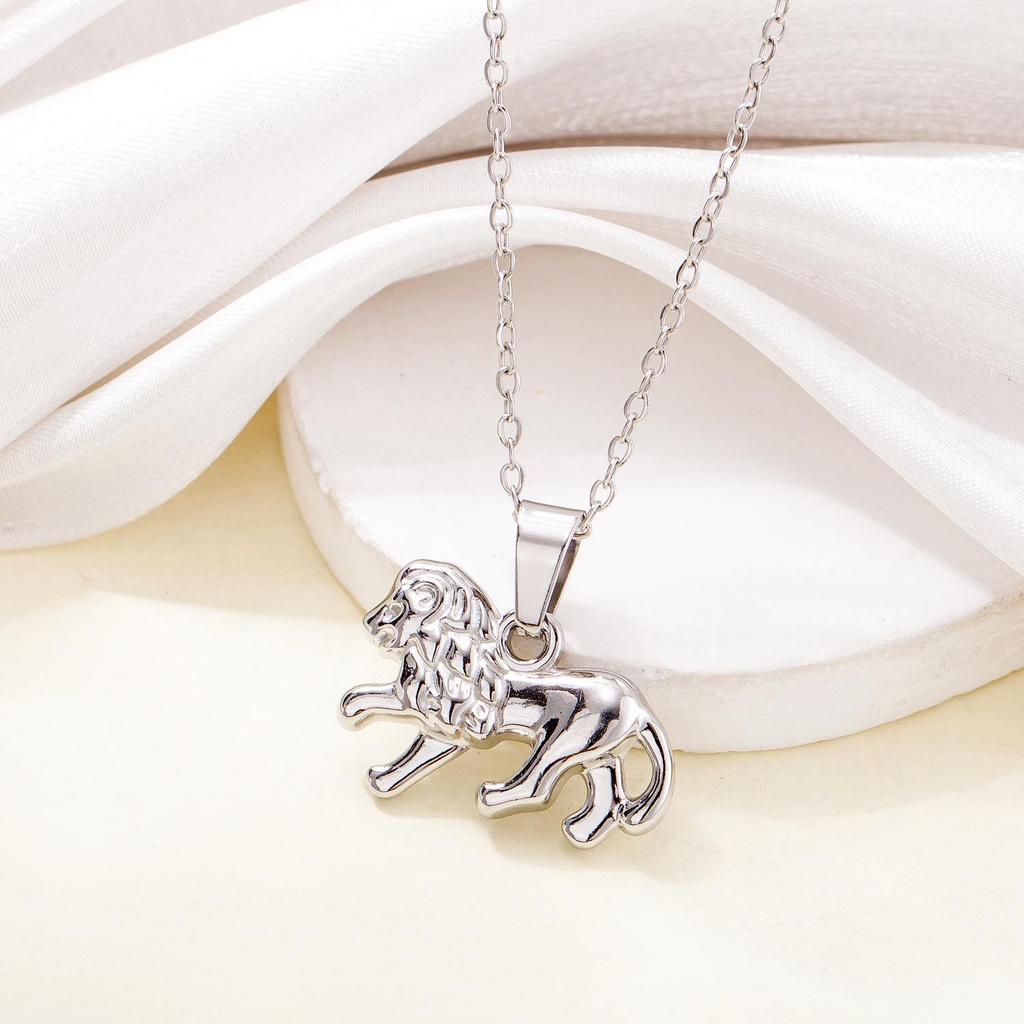 Stainless Steel Colorfast Animal Pendant Necklace - Fox, Deer, Lion, Leopard Design for Women, Trendy and High-End Feel