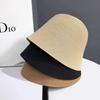 Straw breathable bucket hat Female Korean straw hat Versatile bucket hat Sunscreen sun hat Bell simple hat