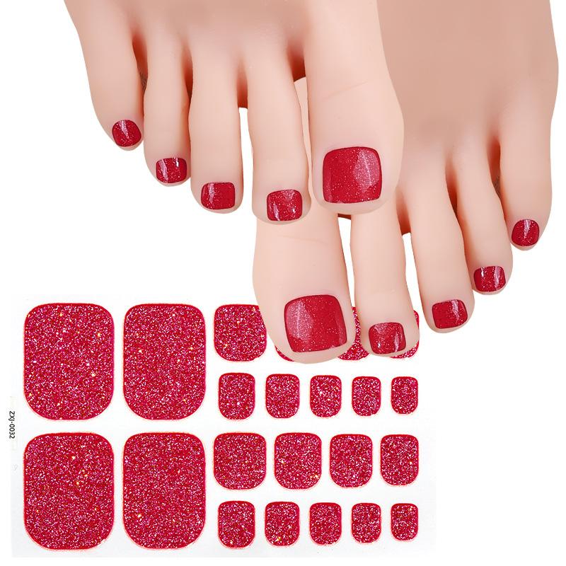 Solid Color Glitter Toenail Stickers, Popular Cross-border Toenail Stickers, Nail Art Stickers, Waterproof Toenail Stickers.