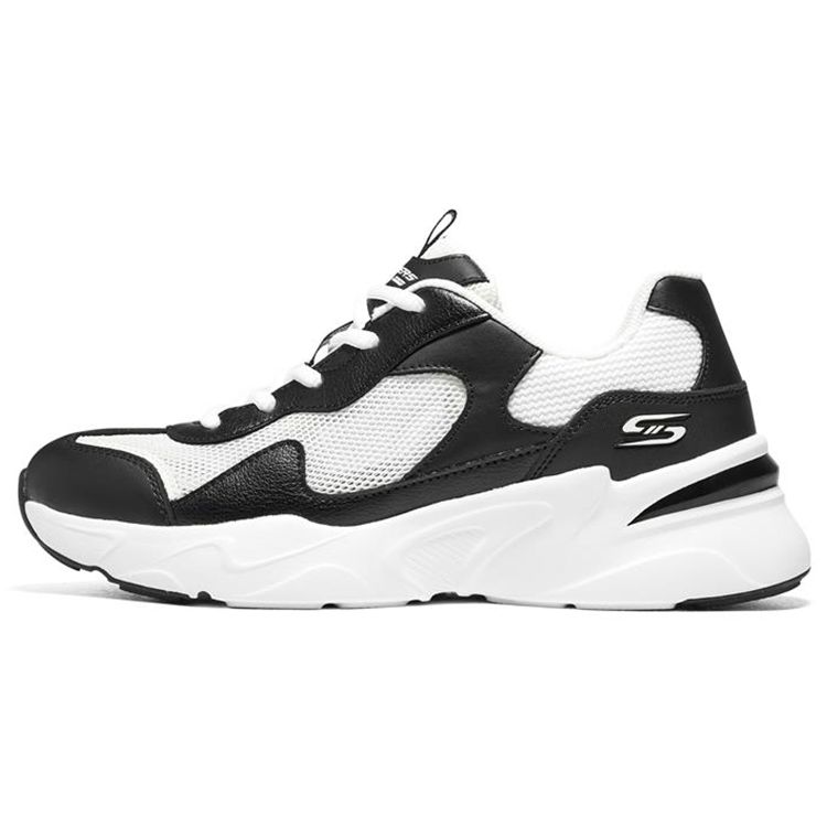 Skechers Bobs Bamina Fabric Leather Comfortable Versatile Fashion Low Top Casual Shoes Women sneakers Black White 117358-BKW 36