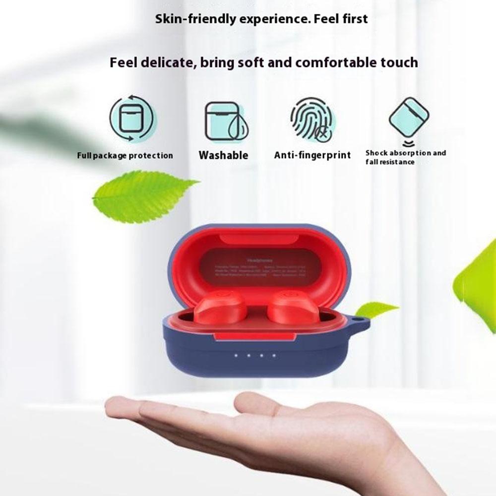 For TOZO NC9 Case Bluetooth-compatible Earphones Soft Silicone Cover with Anti-Lost Buckle