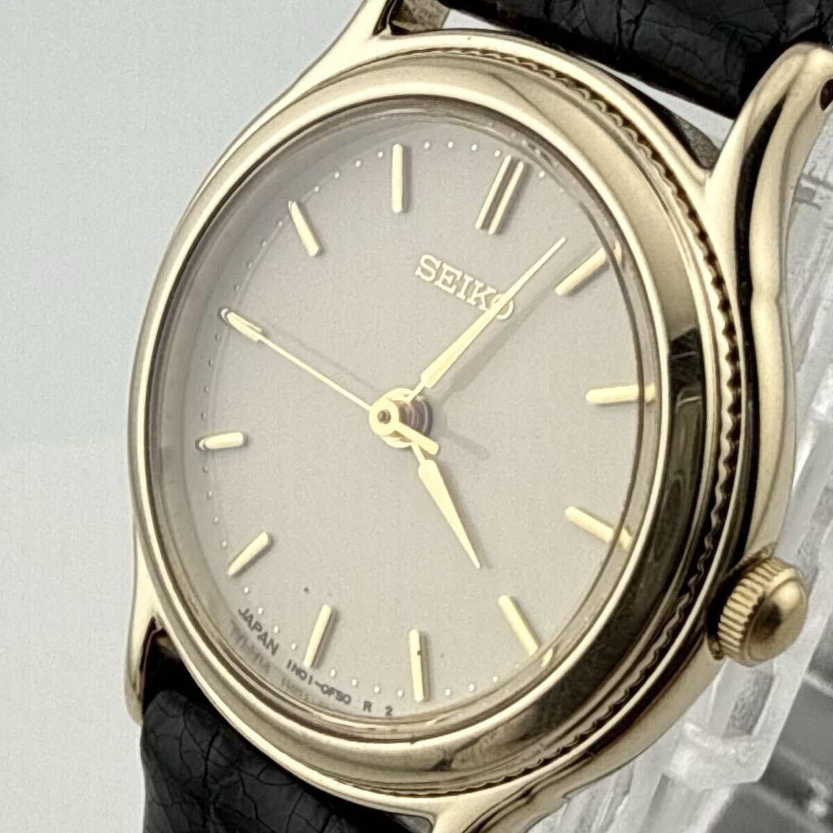 SEIKO 1N01-0CV0 Женские часы Seiko кварцевые рабочий элемент батарея заменена ремешок изношен [K437]