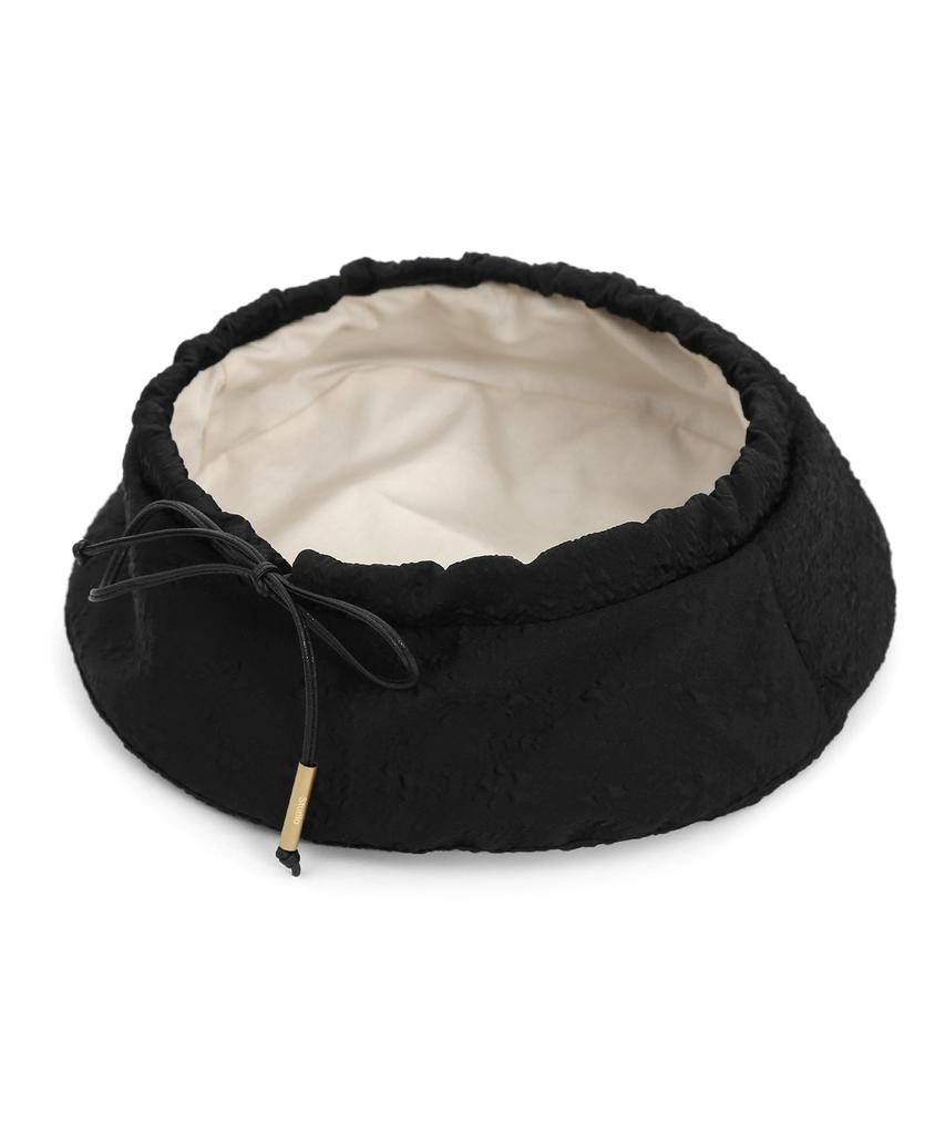 Eondeokeonteulolseutyudio Summer Strap Beret Plate Beret / Strap / Flower Bubble / Black