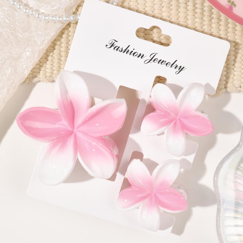 2 Pcs Hawaiian Flower Claw Clips for Women,Marble Vein Flower Hair Claw Clips for Thin Hair,Cute Beach Hair Accessories