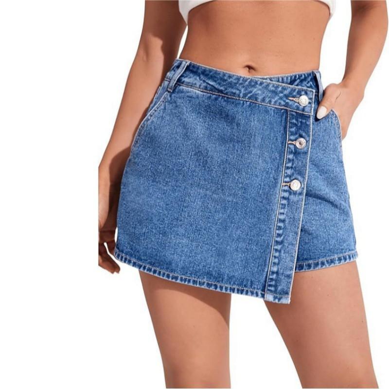 

Hot Models Have A+ Pictures TEMU Xiyin Slit Women s Net Version Denim Short Skirt Pants Cotton M синій