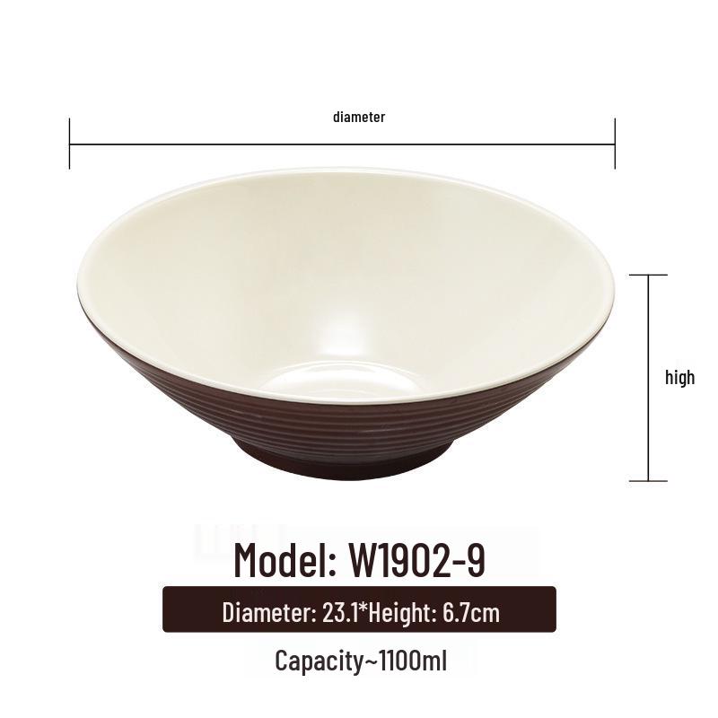 Melamine White Noodle Bowl, Imitation Porcelain, Large Plastic Soup/Rice Bowl for Commercial Use.
