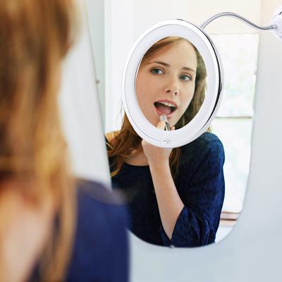 10X Magnifying Suction Mirror Fogless Shower Mirror with LED Light Bathroom Mirror 360 Degree Swivel for Home and Travel