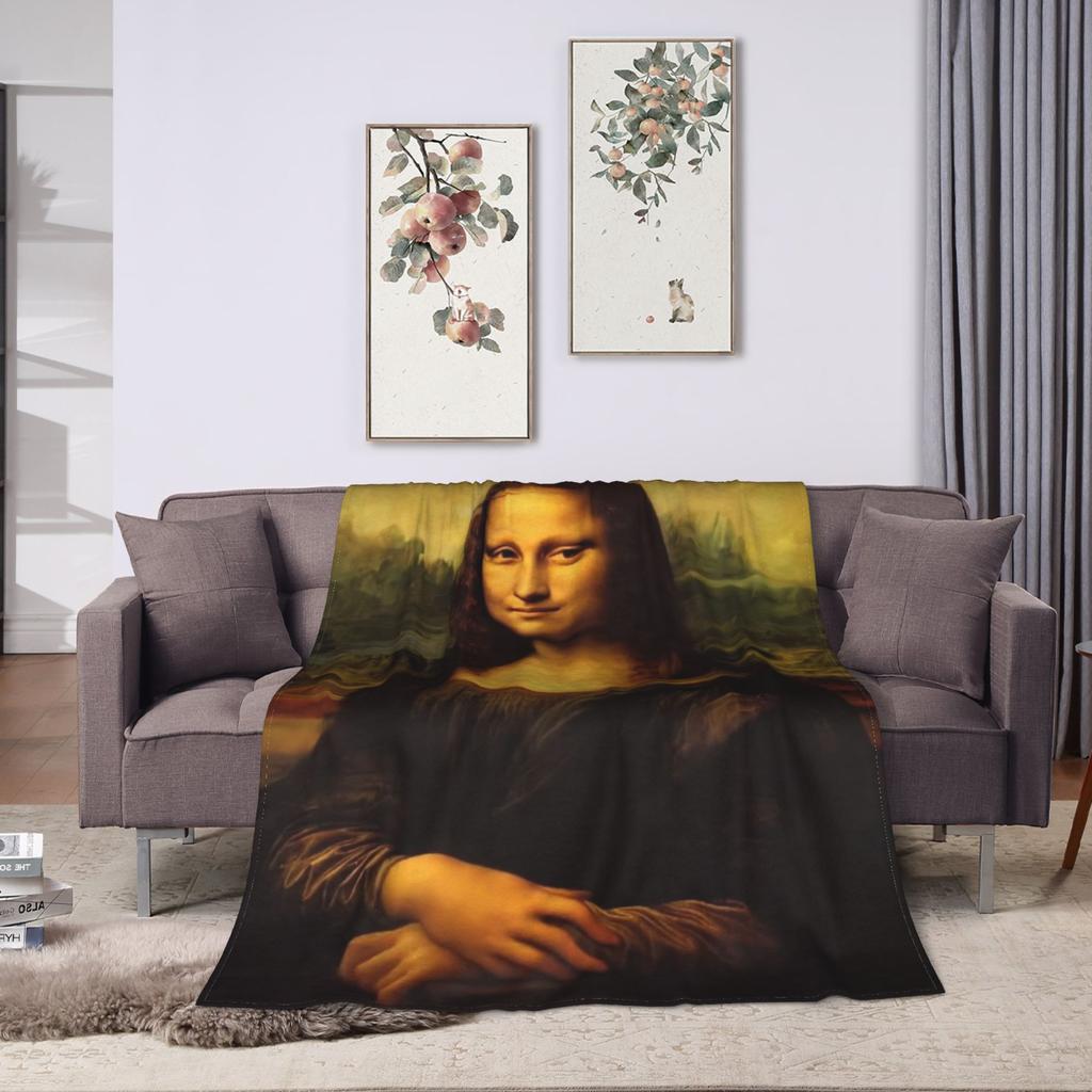 Iconic Mona Lisa Portrait Blankets Boy Girl Flannel Throw Blanket For Living Room Soft Custom Quality Bedspread Present