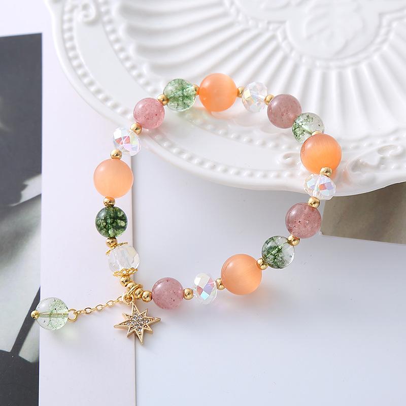 Natural Green Ghost Bracelet Strawberry Crystal Opal Crystal Bracelet Bangles Women Fashion Jewelry Accessories Gift
