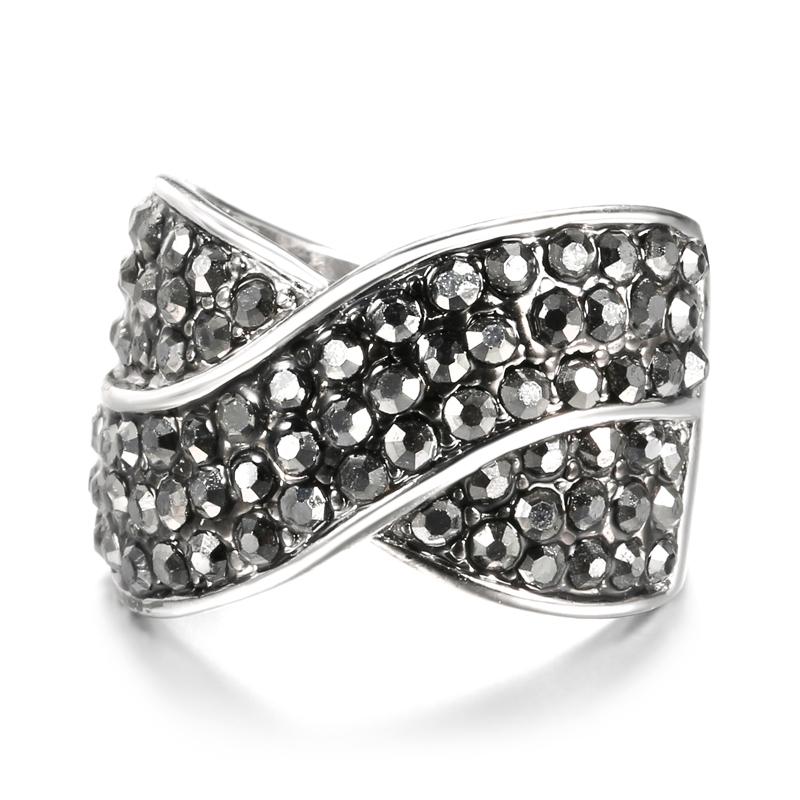 

Vintage Big Rings Antique Color Multilayer Full Tiny Black Zircon Rings For Women Engagement Fashion Jewelry 10