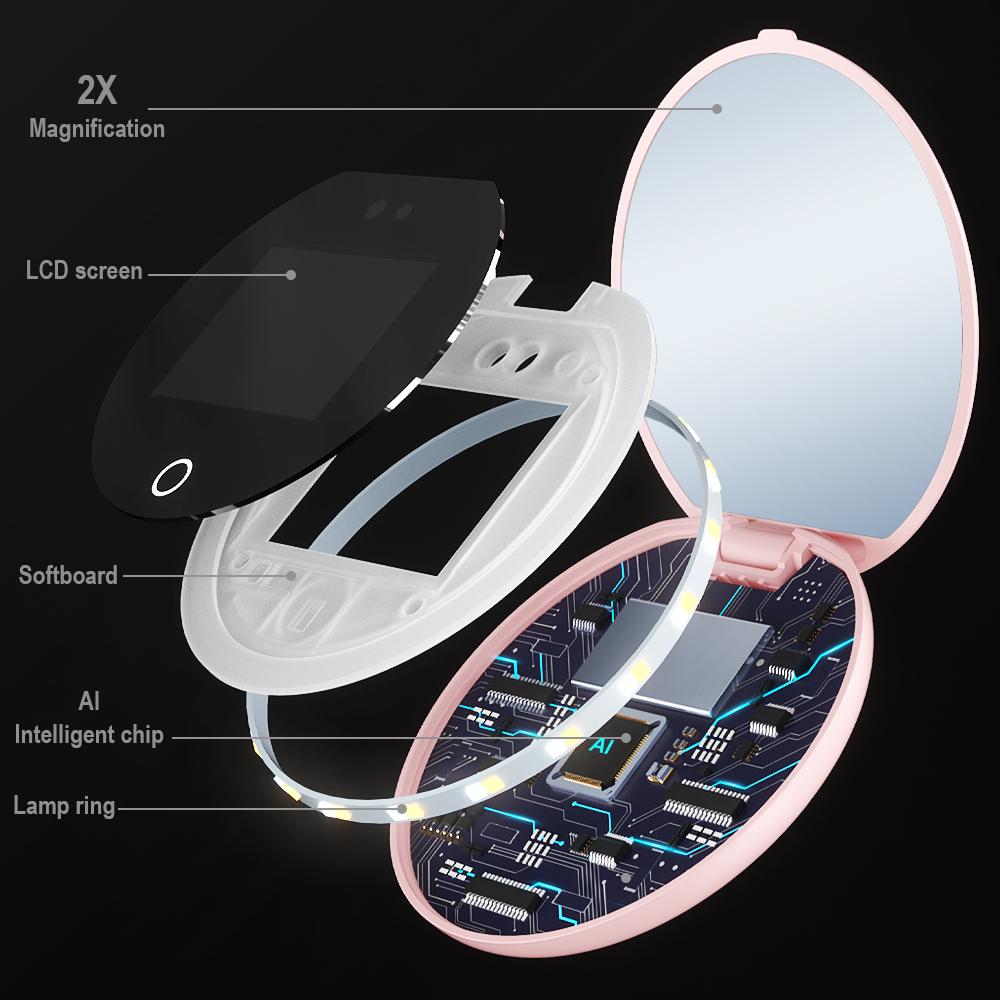 Smart UV Sunscreen Makeup Mirror With LED Beauty Sunscreen Detection Makeup