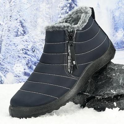 Moda Novas Botas de Inverno Impermeáveis Masculinas Botas de Neve Peludas Botas de Cano Curto Masculinas Quentes Preto Casal Algodão Casal Sapatos de Solado Grosso