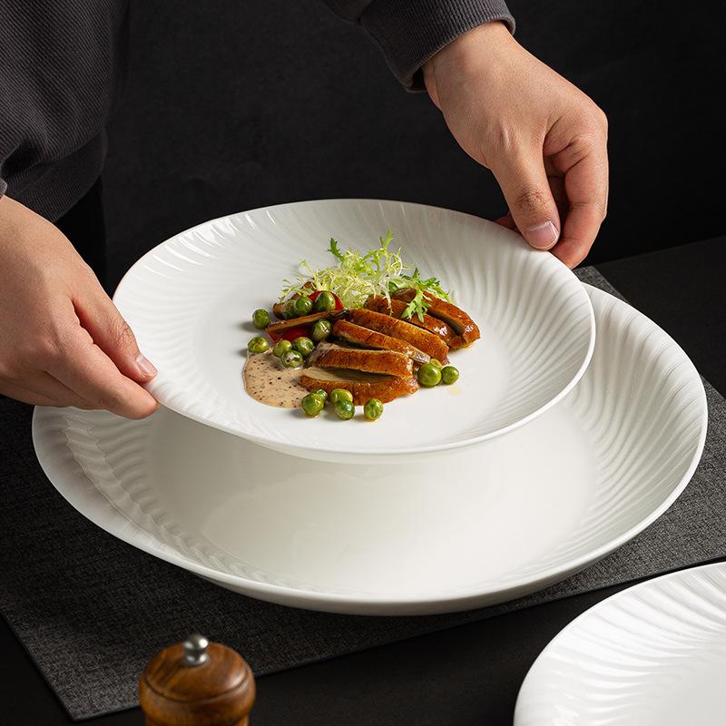 Pure White Hotel Vegetable Plate, High-End Western Food Plate, Household Rice Plate, Restaurant Steak Plate, New Salad Plate