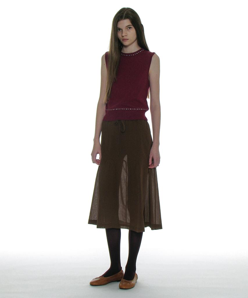 PARTIMENTO WOMEN Studded Knit Sleeveless Top_Plum