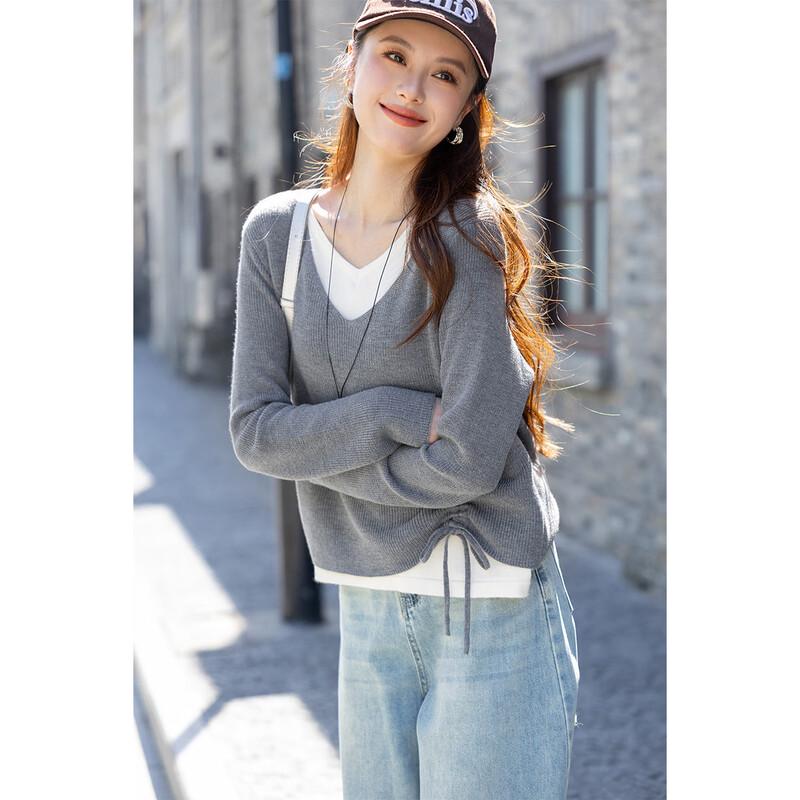 Mokana Women's Faux Two-Piece Long-Sleeve Knit Top