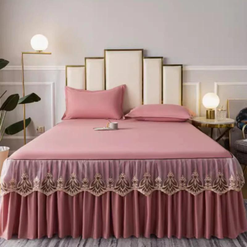 3-piece European Style New Lace Lace Bed Skirt Single Piece Anti Slip and Dust-proof Skirt Style Bed Cover Xi Mengsi Bed Cover