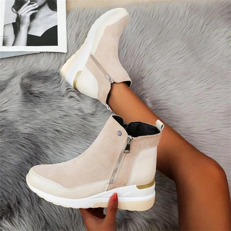 Fashion Winter Ladies Shoes New Arrival  Warm Womens Boots Platform Snow Ankle Boots for Girls Wedge Heels for Women
