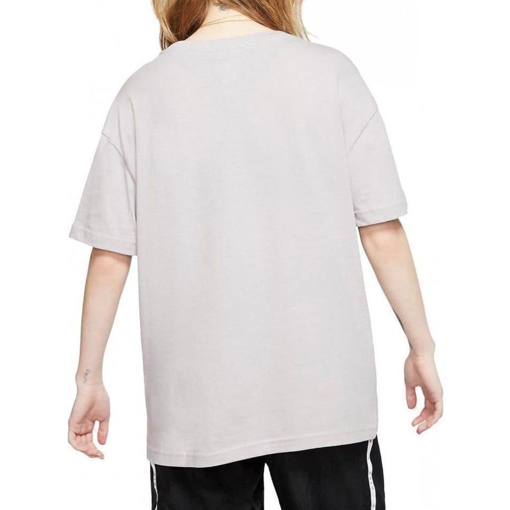 Nike Solid Color Logo Casual Round Neck Pullover Short Sleeve Drop Shoulder T-Shirt Women T-Shirt Gray CK4381-020