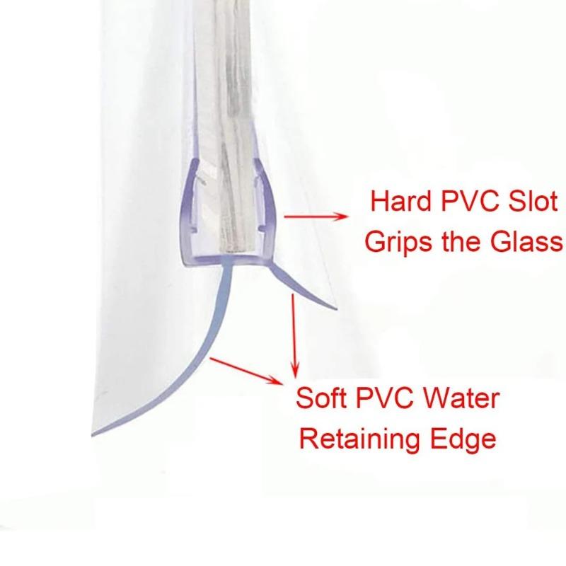Shower Screen Door Seal Strip PVC Frameless Shower Door Bottom Seal with Drip Stripping Seal Sweep Water Blocking Strips