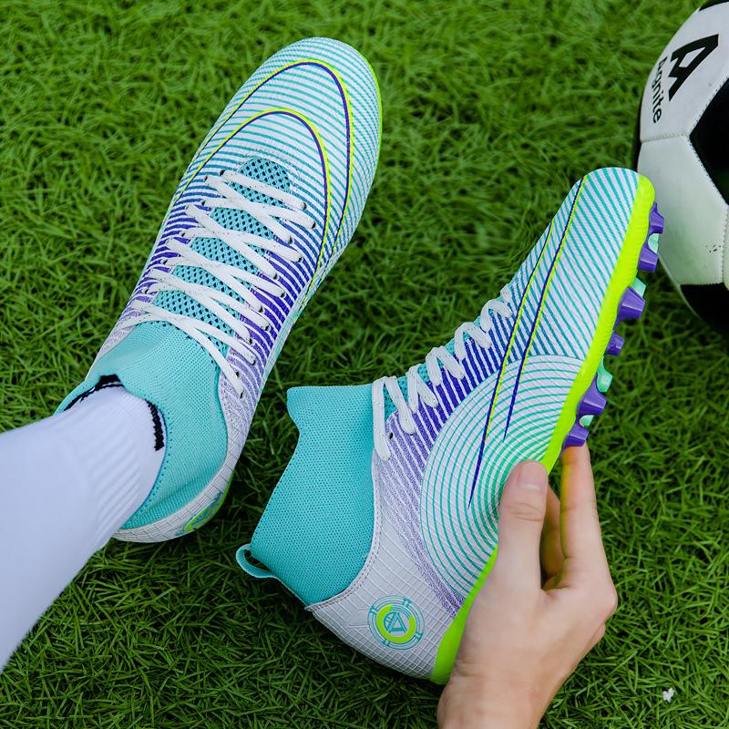 Cheap new high-top broken nails long nails football shoes outdoor lace-up student training shoes spring and autumn socks shoes