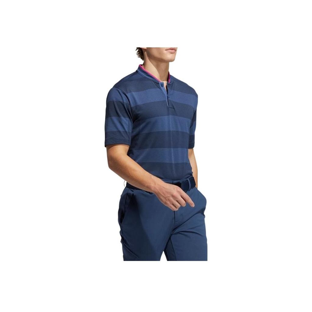Adidas Striped Logo Pullover Polo Shirt Men Polo Shirts Blue GL4639
